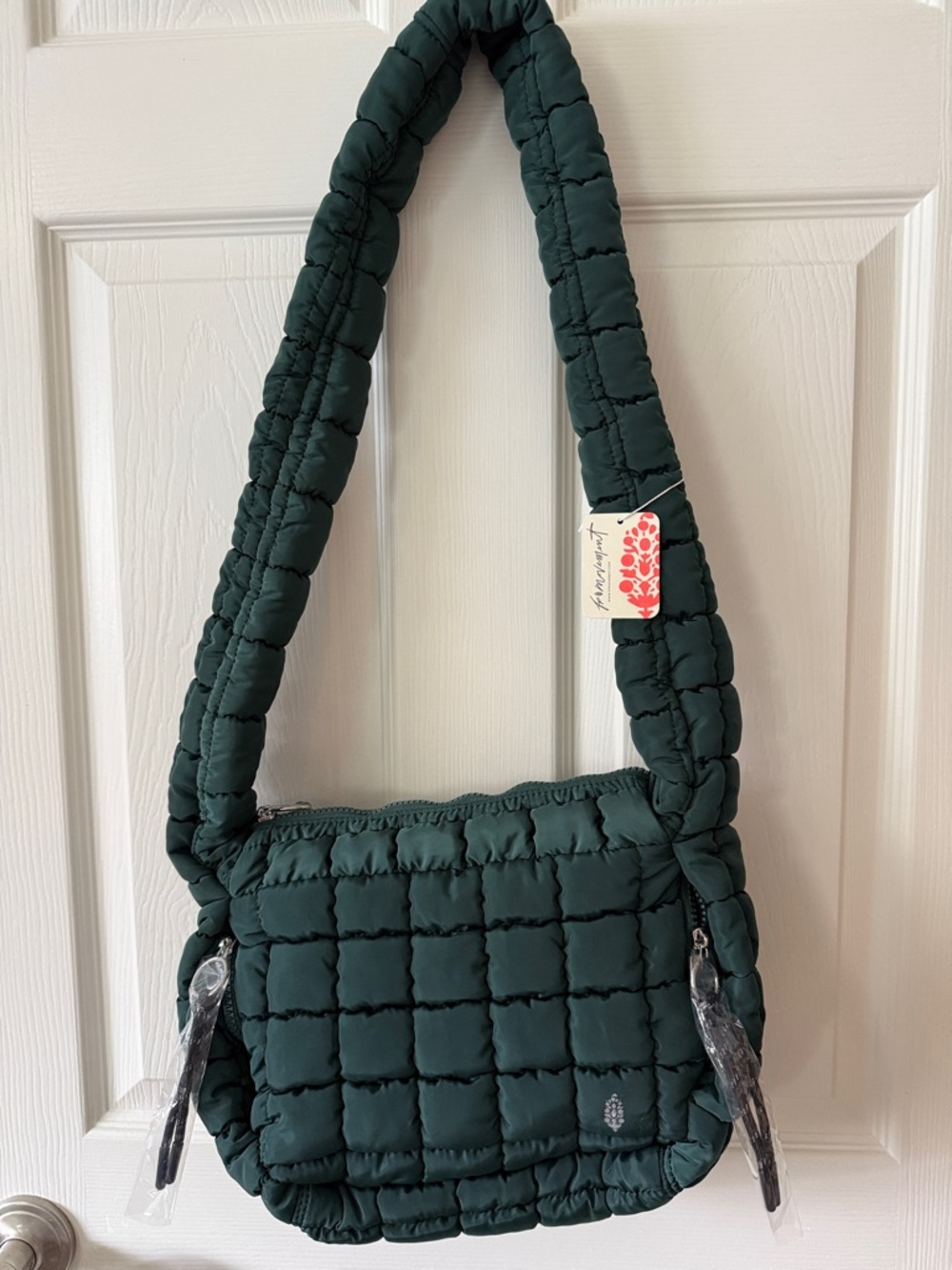 Quilted Padded Shoulder Bag - Dark Green